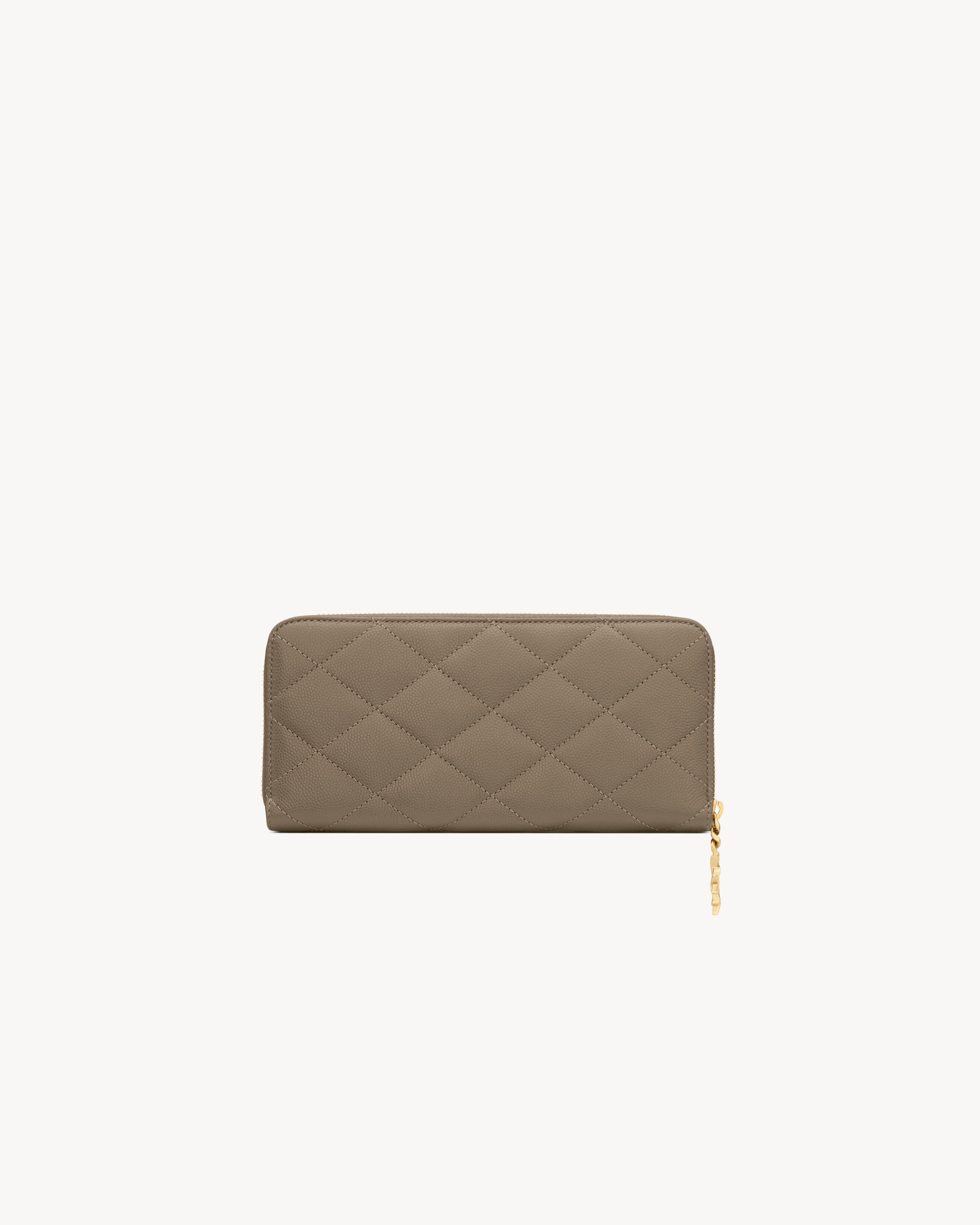 Кошелек на молнии CASSANDRE BIJOU из кожи GRAIN DE POUDRE Saint Laurent, серый/серебряный — фото 2