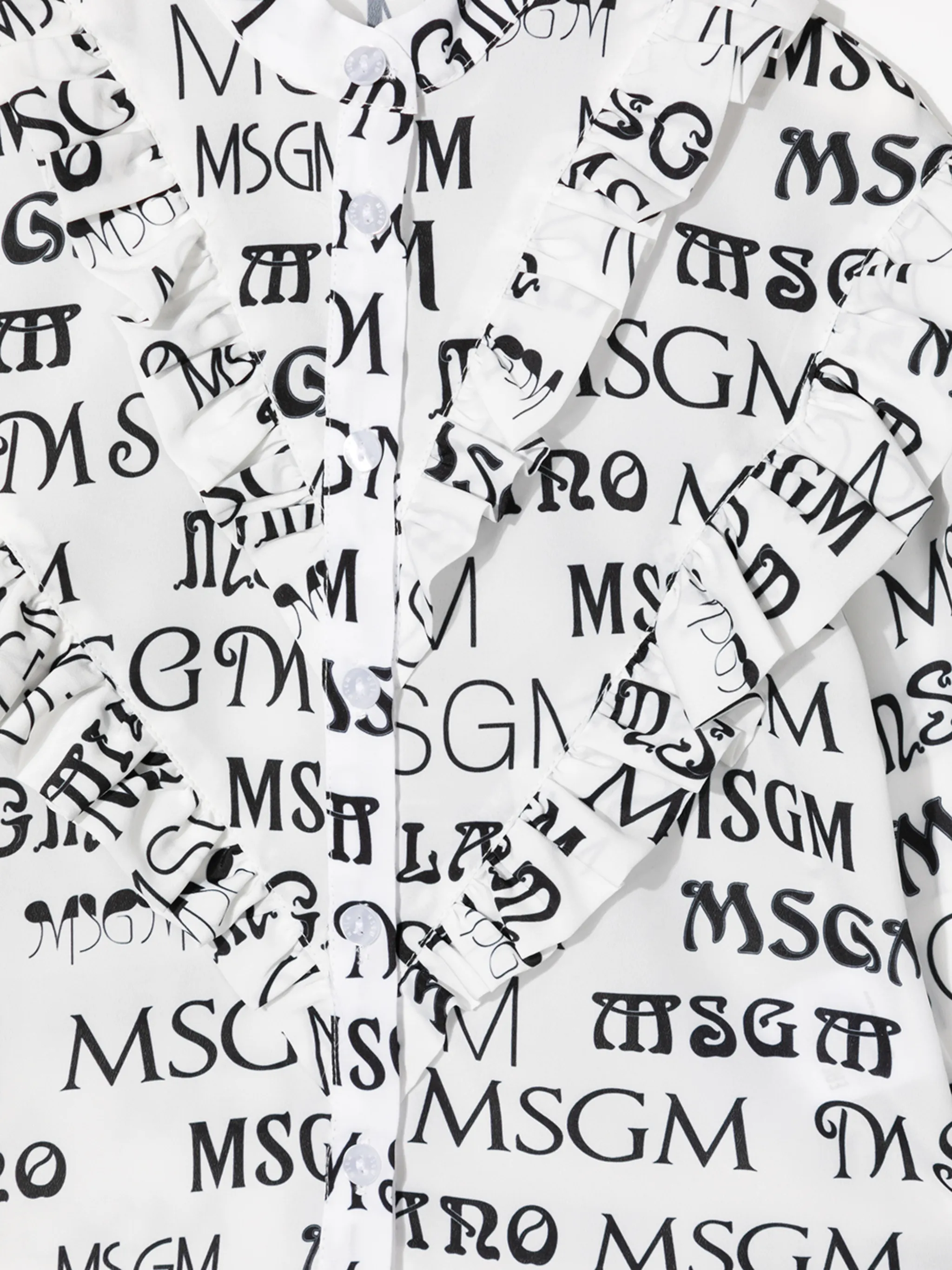 Рубашка с оборками и логотипом Msgm Kids, белый — фото 3