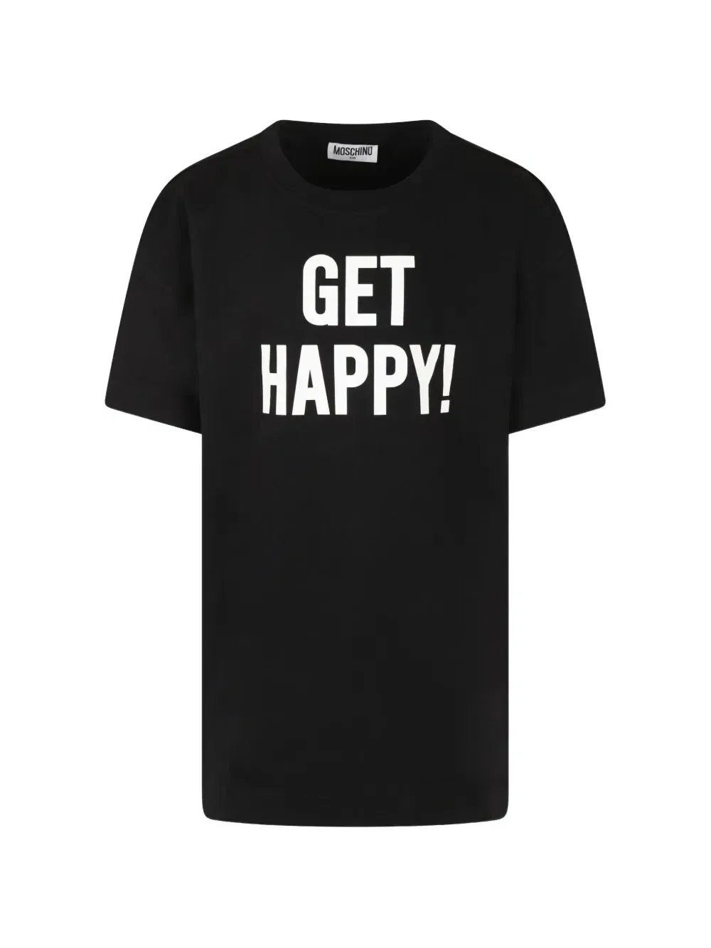 Платье с короткими рукавами и слоганом Moschino Kids, черный