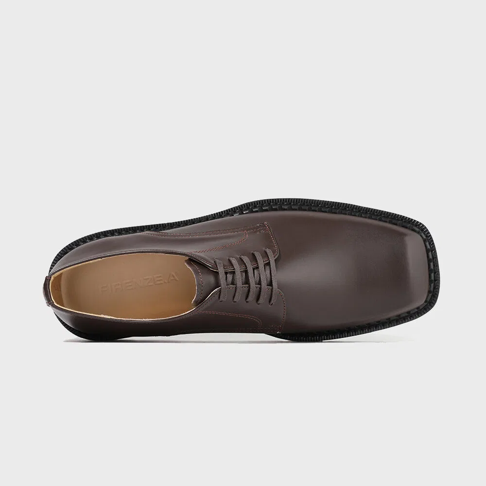 Мужские коричневые дерби с квадратным мысом и подошвой Vibram Commando от Firenze.A — фото 4