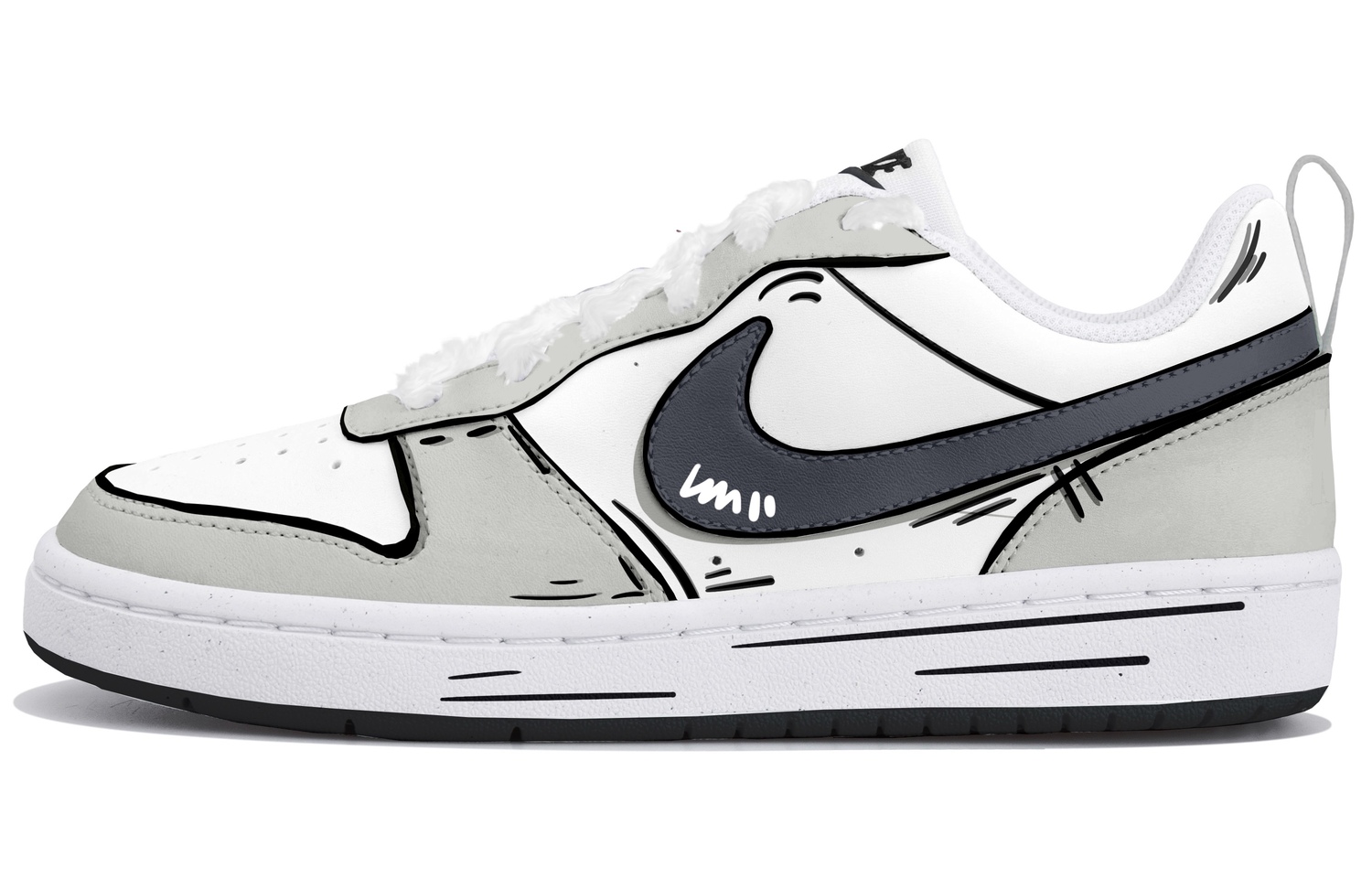 

Nike Court Borough Low top Kids' Skateboarding Shoes White Black Gray Teenagers