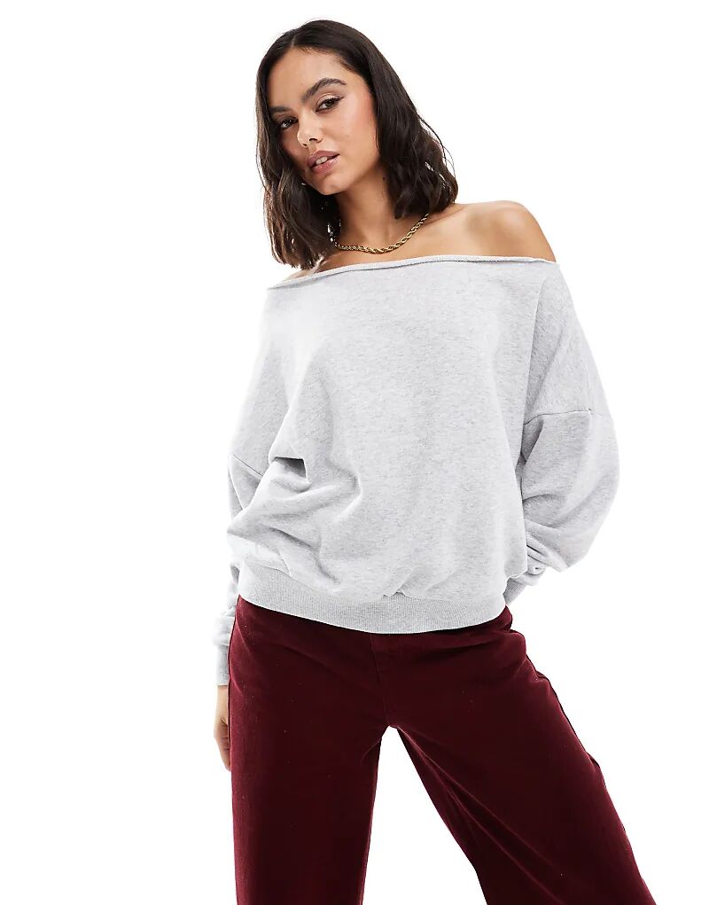 

Классическая флисовая толстовка с открытыми плечами серого цвета Cotton:On