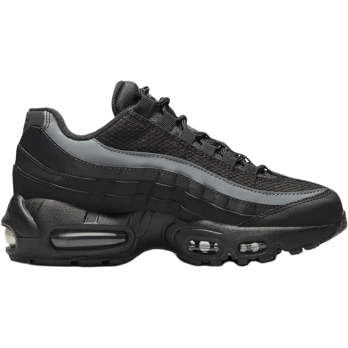 Nike Air Max 95 Устойчивые к истиранию Дышащие Низкие Повседневные Кроссовки для Подростков Черный, Black/Anthracite/Smoke Gray — фото 2