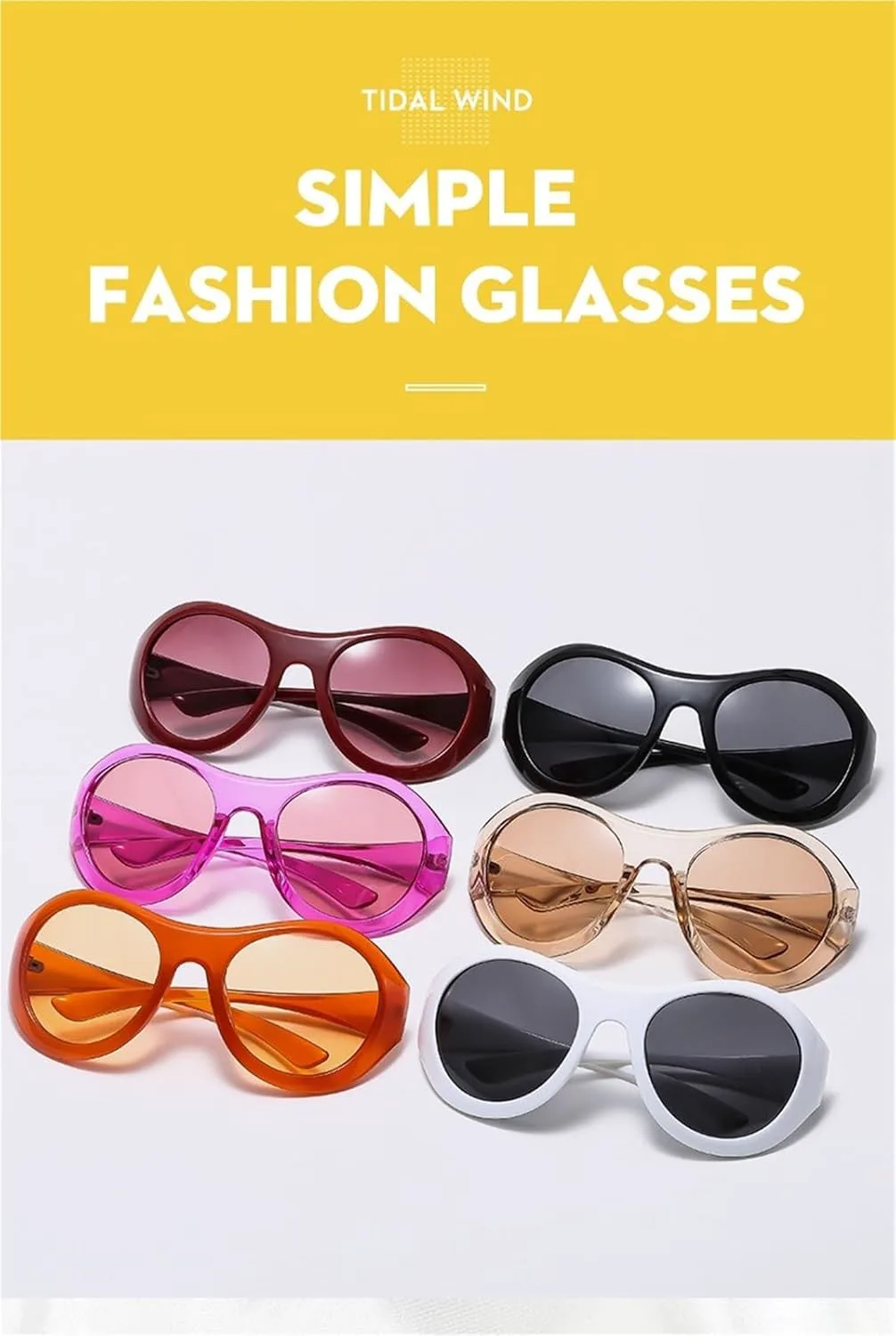 

Большие солнцезащитные очки для активного отдыха на природе, для мужчин и женщин, для отпуска, поездок на работу, декоративные солнцезащитные очки Generic, Yellow