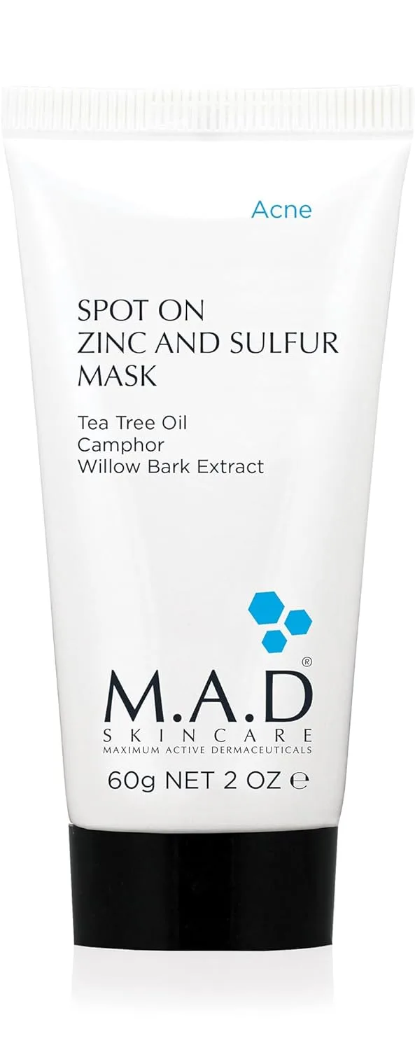 Маска для лица M.A.D Skincare — Spot On с цинком и серой - для проблемной кожи, склонной к акне, 57 г