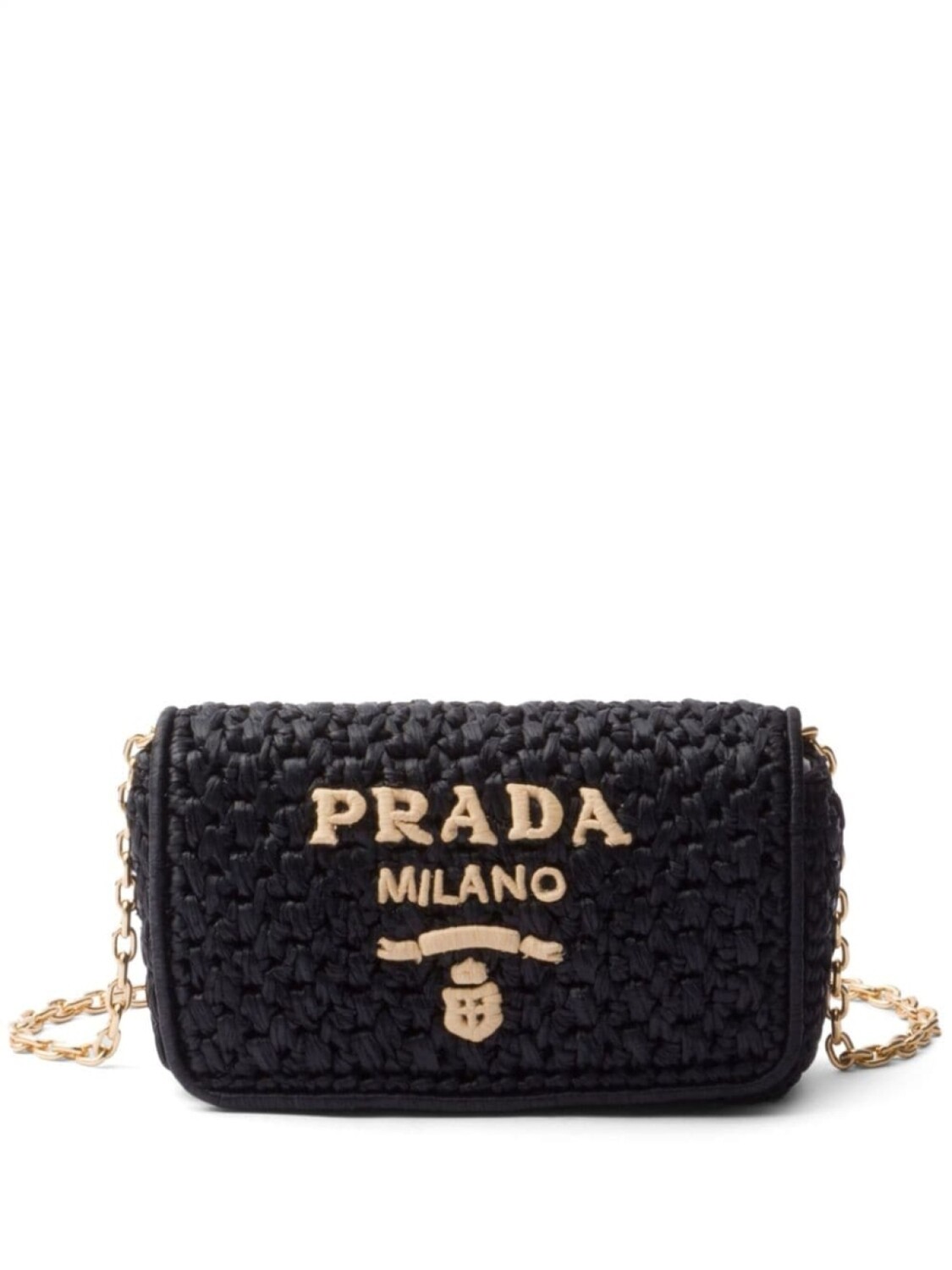 

Плетеная сумка Prada на плечо, черный