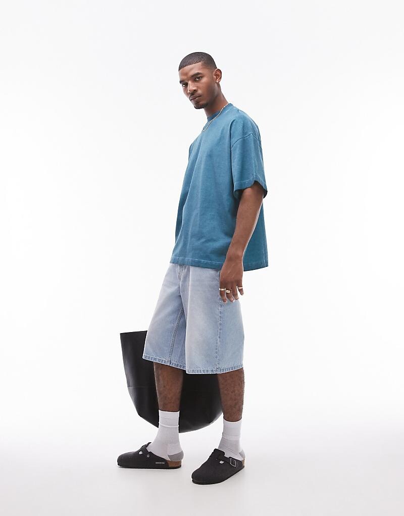 

Бирюзовая футболка Topman с заниженной линией плеч и свободным кроем