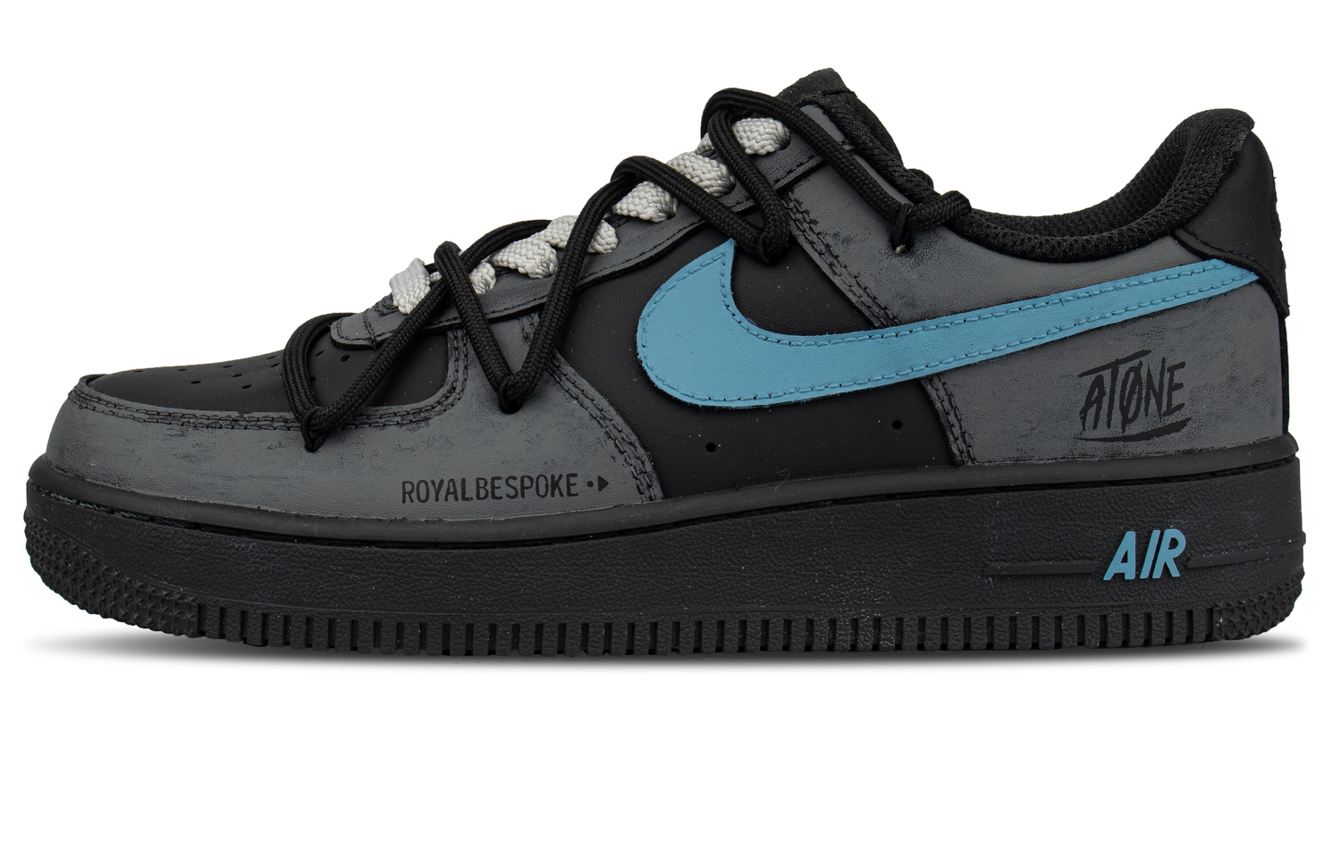 

Air Force 1 Cushioning, износостойкие низкие скейтерские кроссовки для мужчин Nike, черный серый синий