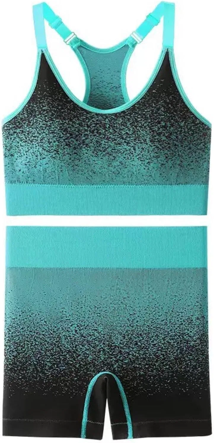 Спортивный костюм бра и шорты велосипедки, seamless, бренд Generic, цвет Light Blue