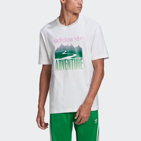 Футболка originals adv mount tee retro pattern sports short sleeve white Adidas, белый — фото 2