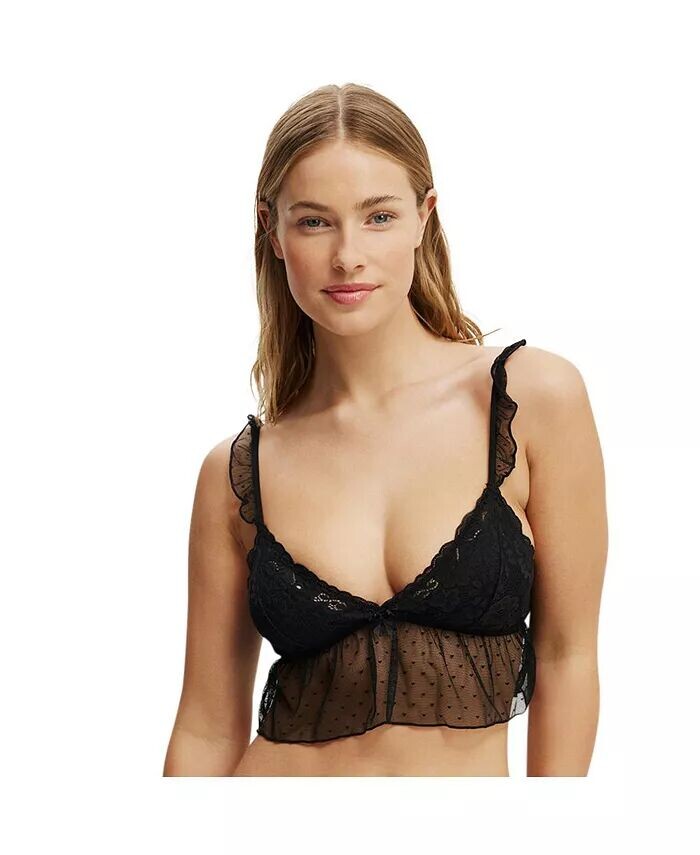 

Женский удлиненный бюстгальтер-бралетт Holly Lace COTTON ON, черный