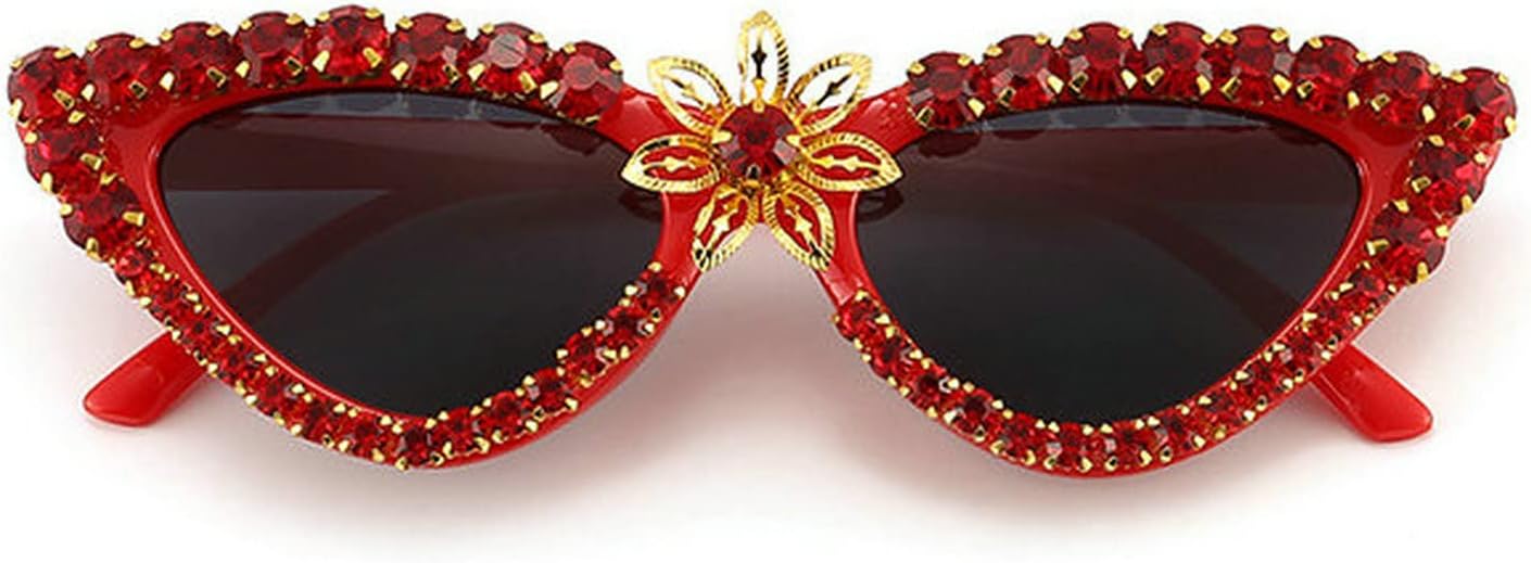 

Роскошные солнцезащитные очки с блестящими стразами для женщин, винтажные очки «кошачий глаз» с бриллиантами, модные женские очки с защитой от УФ-излучения UV400 COTIA, Red