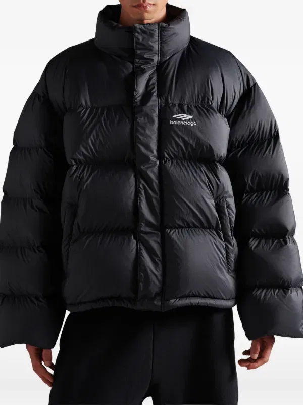 Спортивная куртка-пуховик B3B с символикой бренда Balenciaga, черный — фото 3