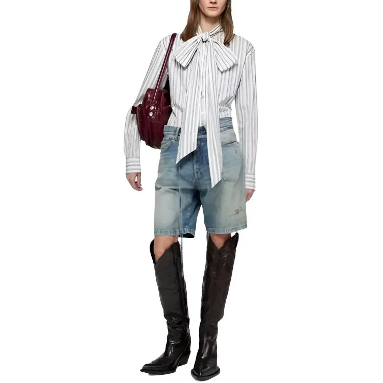 Шорты джинсовые distressed Acne Studios, Medium Blue — фото 4