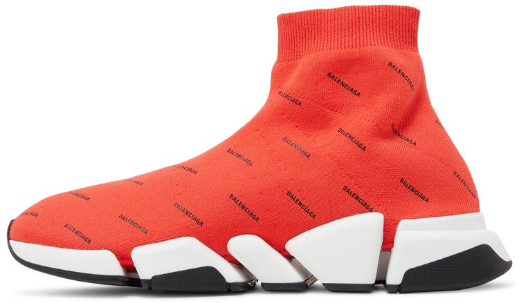 Кроссовки Balenciaga Speed 2.0 Sneaker 'All Over Logo - Intense Red', красный — фото 3