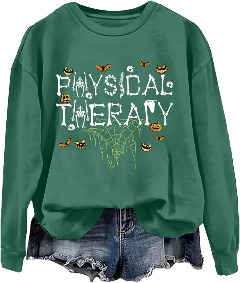 

Толстовка Physical Therapist с ретро-принтом черепа и тыквы woati