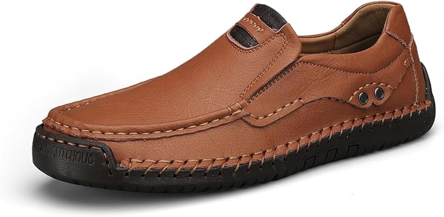 

Мужские повседневные кожаные лоферы на шнуровке, слипоны, туфли для ходьбы и вождения, мокасины Kvdrcs, светло-коричневый