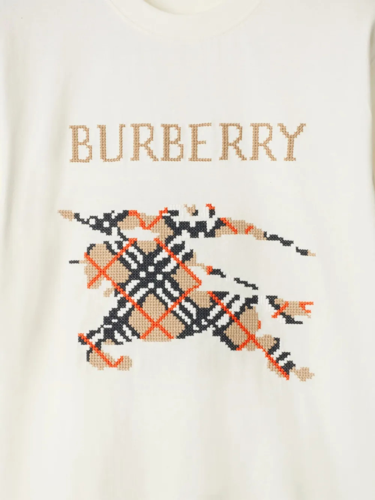 Футболка Burberry cross-stitch EKD, нейтральный — фото 4