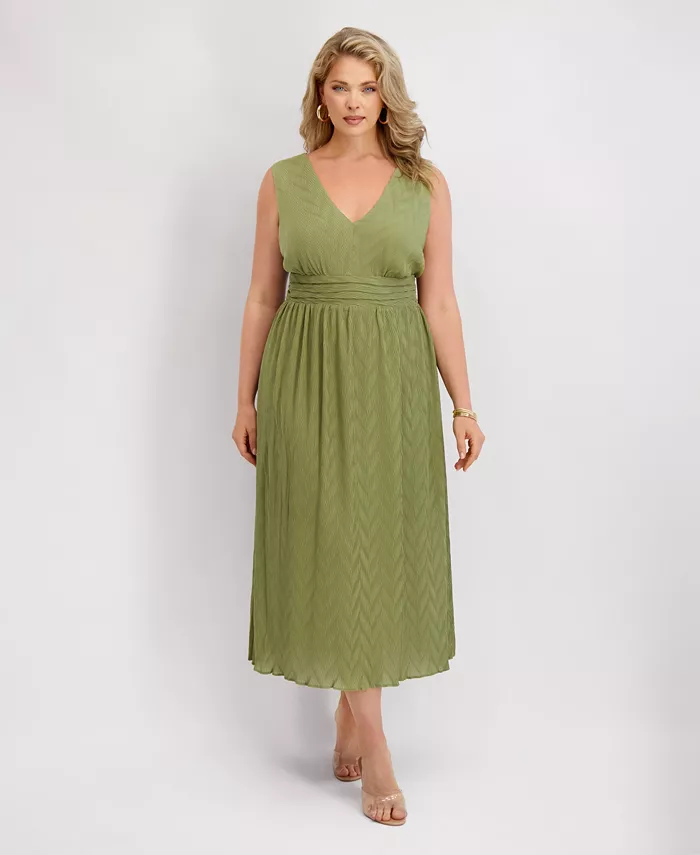 

Платье миди из шифона с V-образным вырезом и складками больших размеров Siena