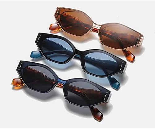 

Женские солнцезащитные очки в стиле ретро 2027 года, голубые, с леопардовым принтом, многоугольные, мужские, с заклепками, солнцезащитные очки UV400 MTZJH, Black