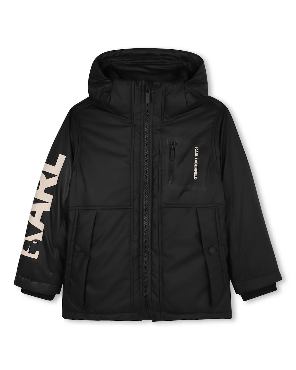 

Детская парка черного цвета с длинными рукавами Karl Lagerfeld Kids