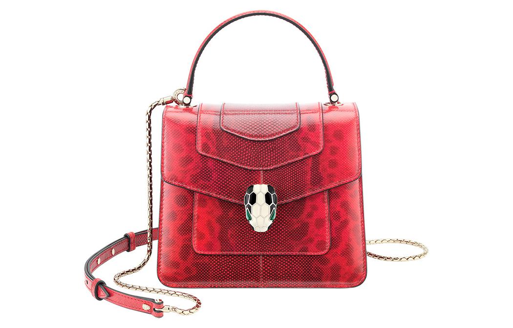 

BVLGARI Сумка через плечо Serpenti Forever Snake Skin, кросс-боди, маленькая женская красная