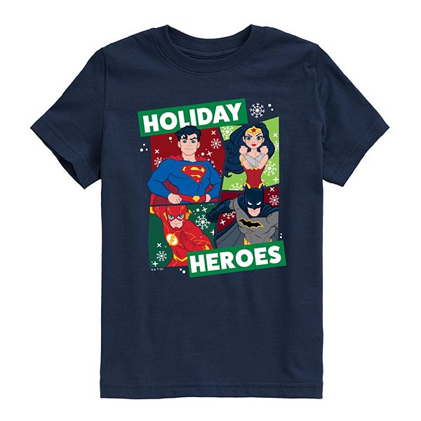 

Футболка с принтом Justice League Holiday Heroes для мальчиков 8-20 Licensed Character, Navy