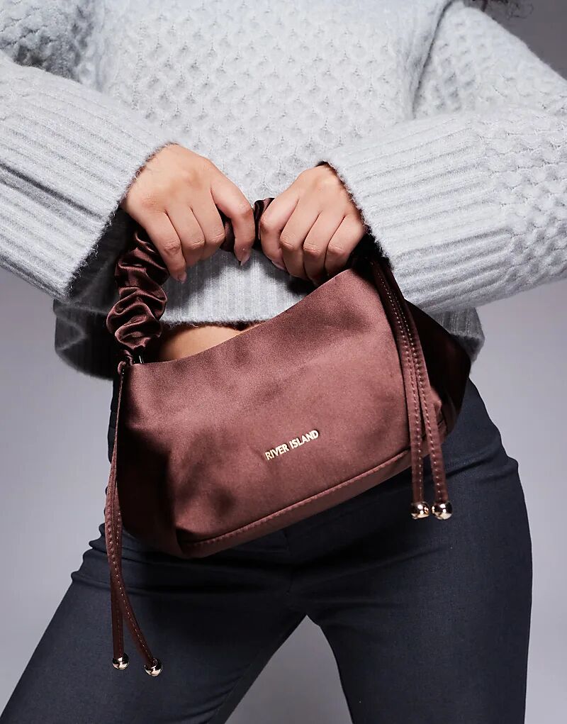 

Атласная сумка-ведро River Island шоколадно-коричневого цвета, Коричневый, Атласная сумка-ведро River Island шоколадно-коричневого цвета