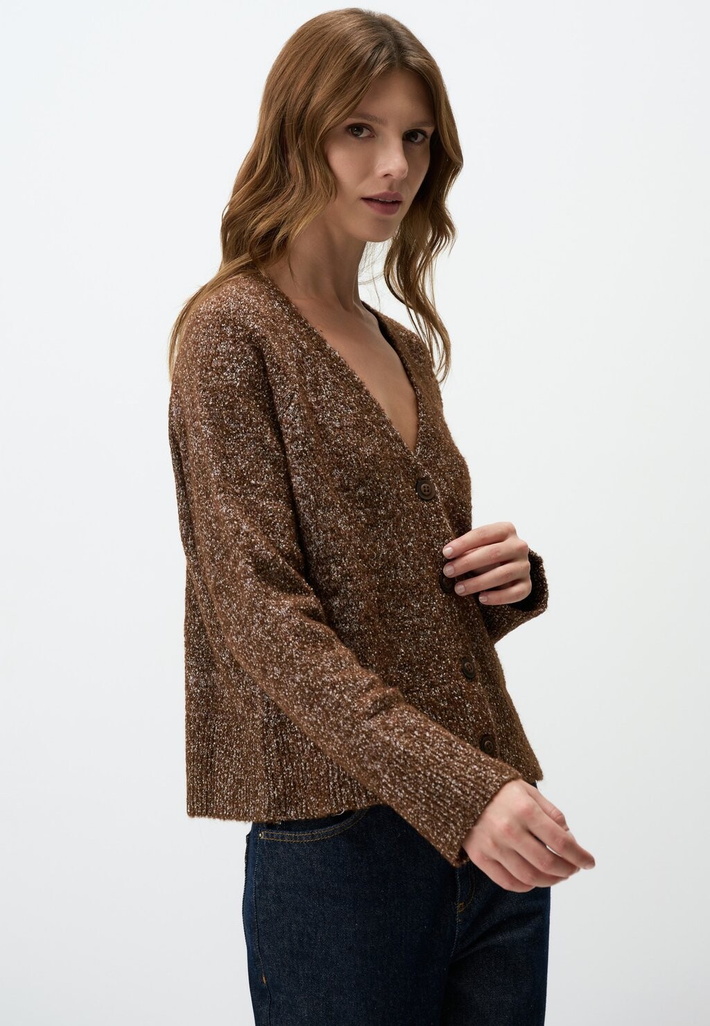 

Кардиган V-NECK LONG SLEEVE BUTTONED Jimmy Key, коричневый