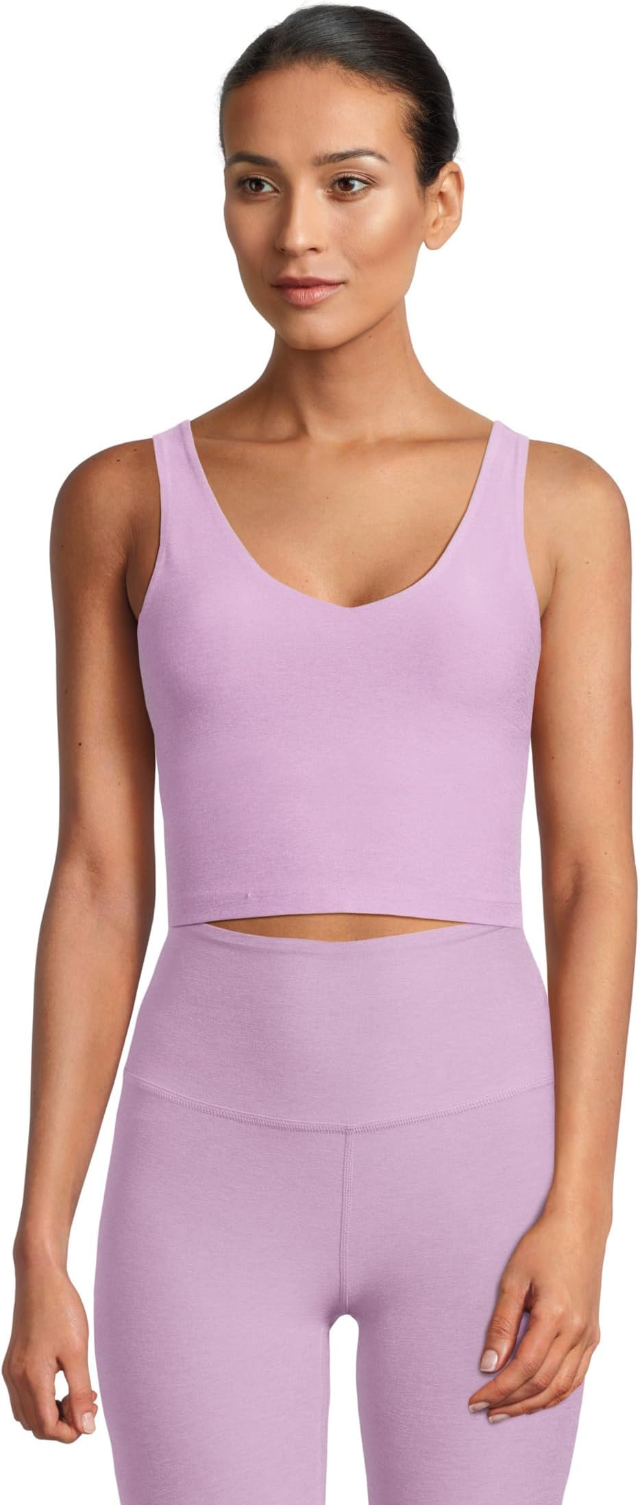 

Топ Beyond Yoga Spacedye Good Day Cropped Tank, цвет Lilac Petal Heather