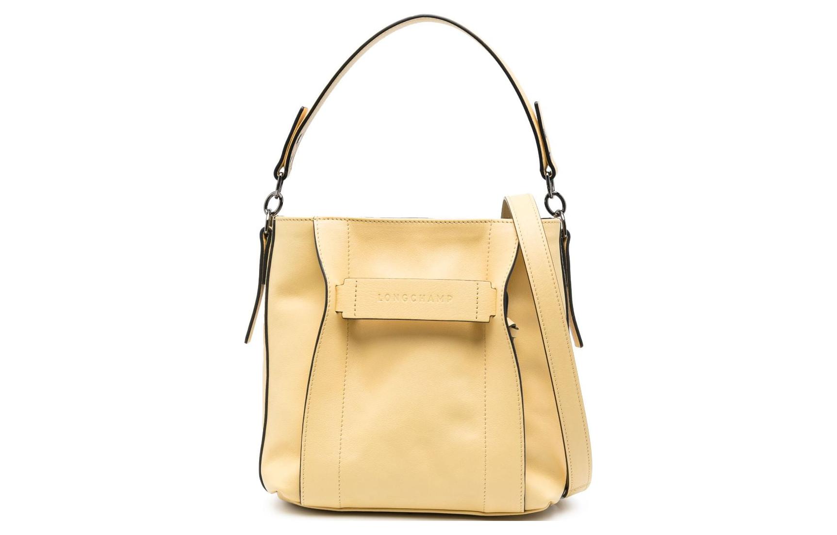 

LONGCHAMP Сумка-шоппер из коровьей кожи 3D, сумка-шоппер, сумка через плечо, женская, небольшого размера, цвет сливочно-желтый