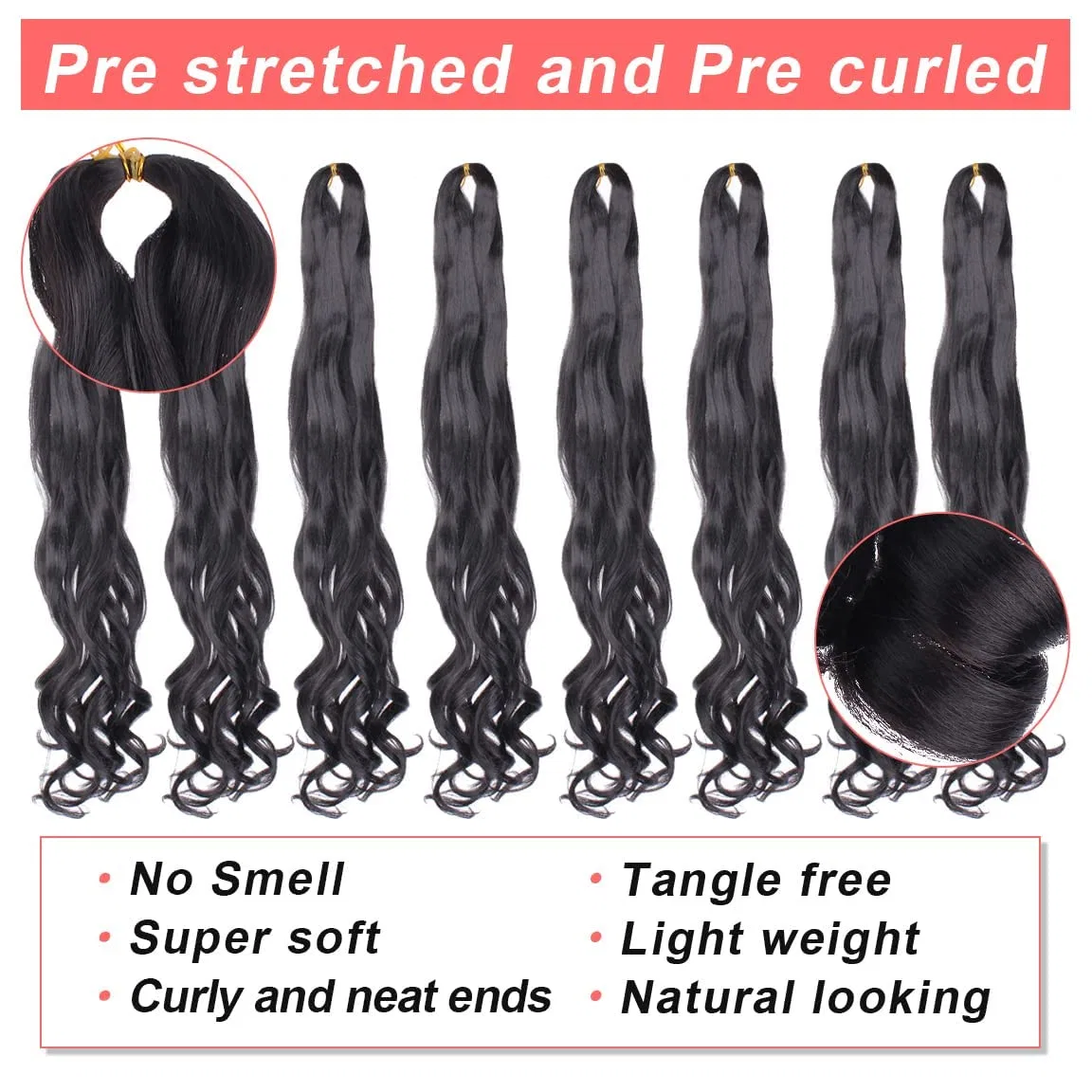 Наращивание волос Xtrend French Curly Bouncy Loose Wavy Braiding Hair Yaki Texture Xtrend, Black — фото 4
