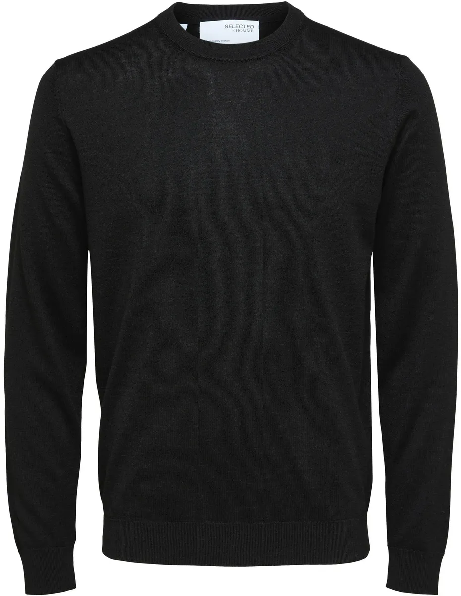 

Свитер с круглым вырезом SELECTED HOMME "OWN MERINO COOLMAX KNIT", черный