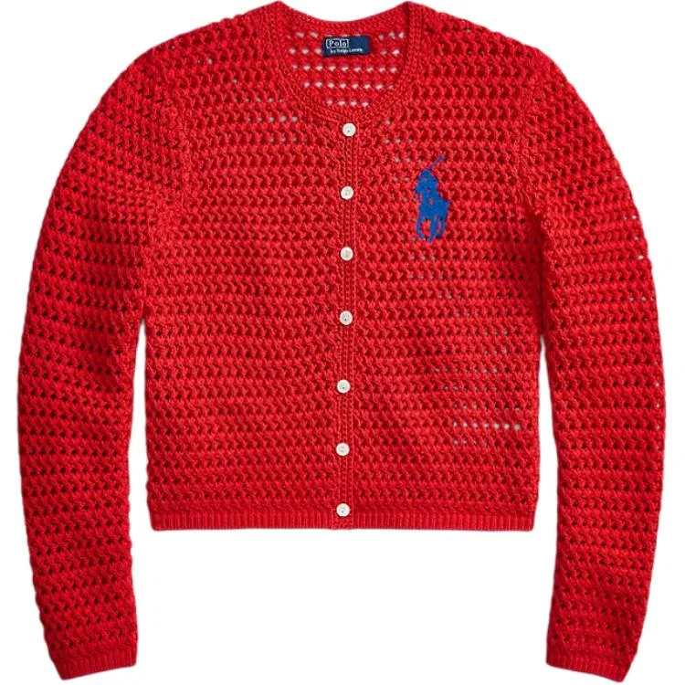 Кардиган с кружевной аппликацией Polo Ralph Lauren красный