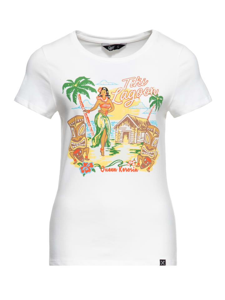 

Футболка с принтом Керосиновая королева Tiki Lagoon белого цвета Queen Kerosin, Белый, Футболка с принтом Керосиновая королева Tiki Lagoon белого цвета Queen Kerosin