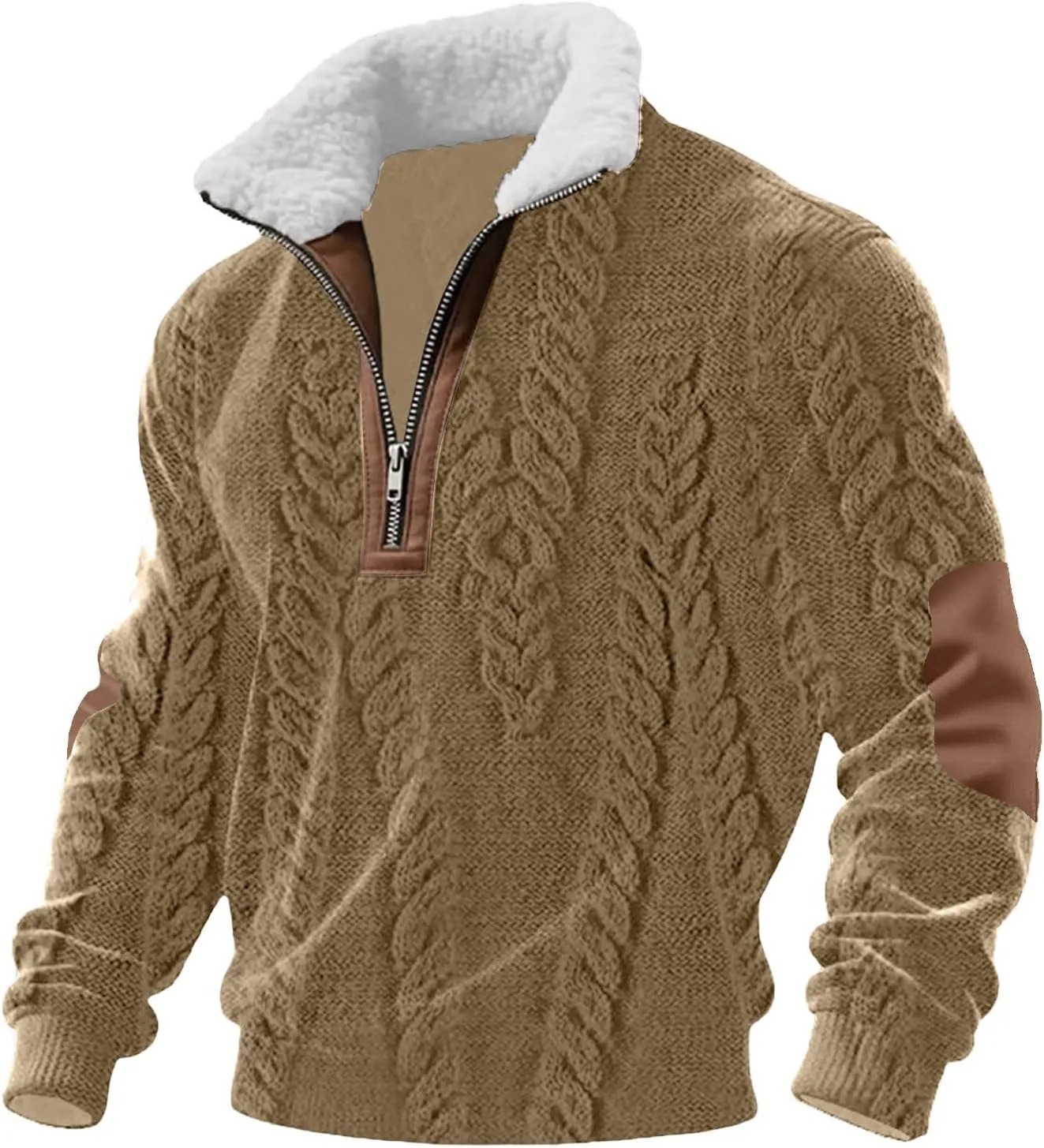 

Мужской свитер с воротником стойкой и этническим принтом