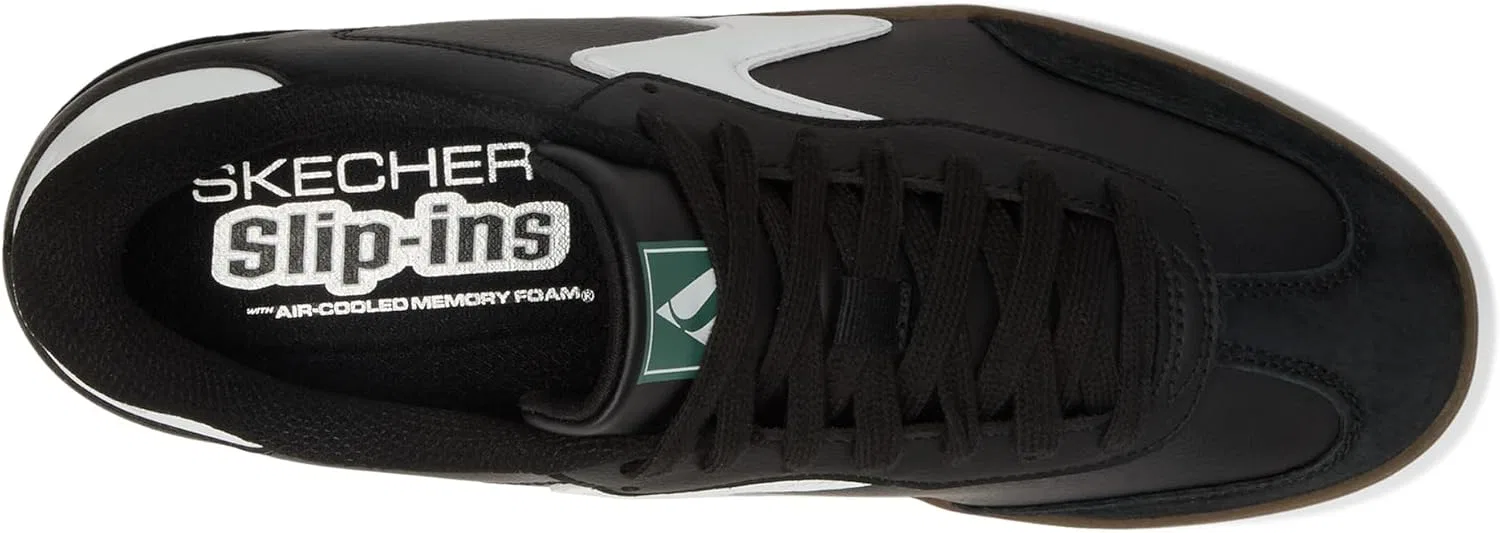 Мужские кроссовки Skechers Hotshot, Black Duraleather Suede White Trim — фото 2