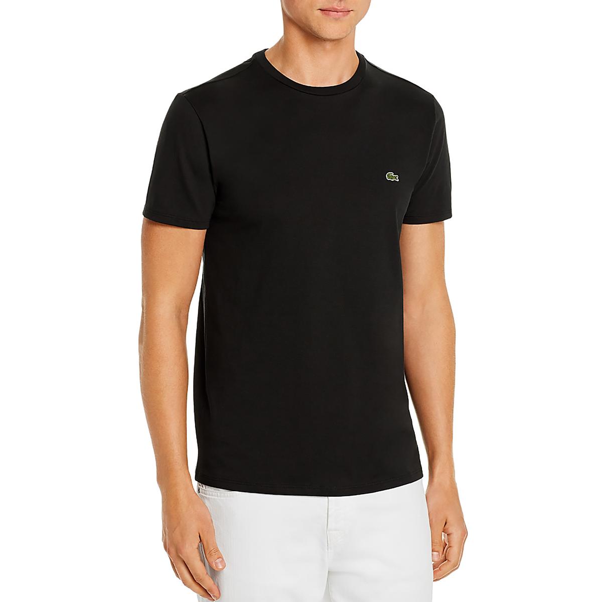 

Мужская хлопковая футболка с круглым вырезом Lacoste, черный