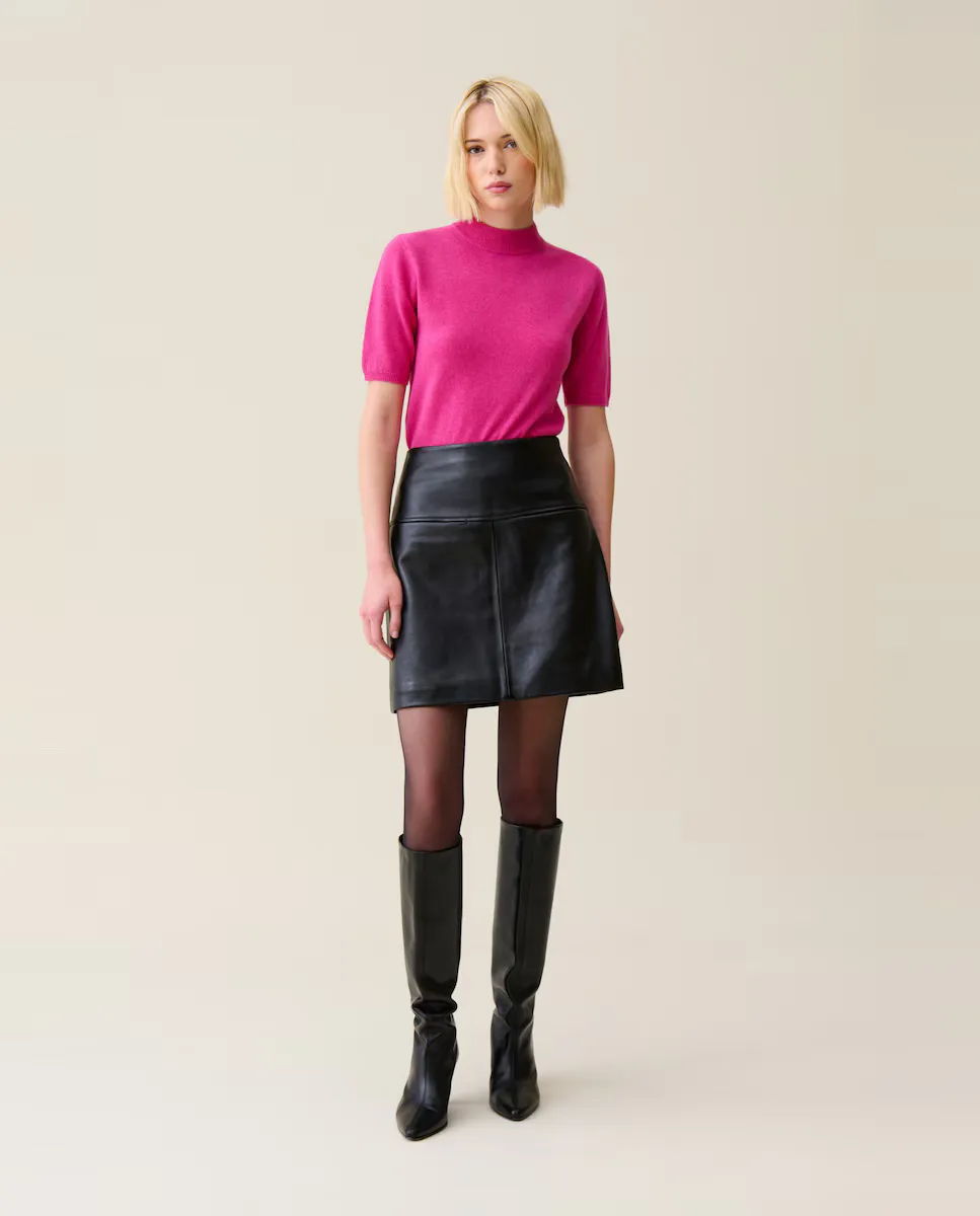 

Короткая кожаная юбка Claudie Pierlot, черный