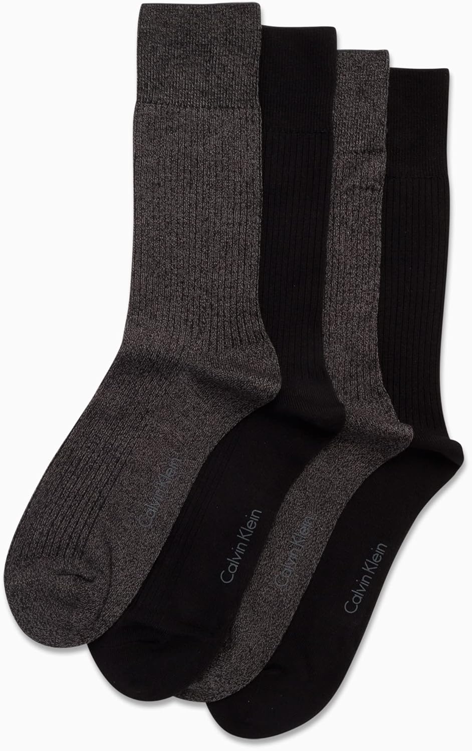 Мужские носки Calvin Klein Crew Socks - 4 пары, легкие, влагоотводящие, мягкие, спортивные носки для мужчин, для занятий спортом и бега, Grey/Black — фото 4