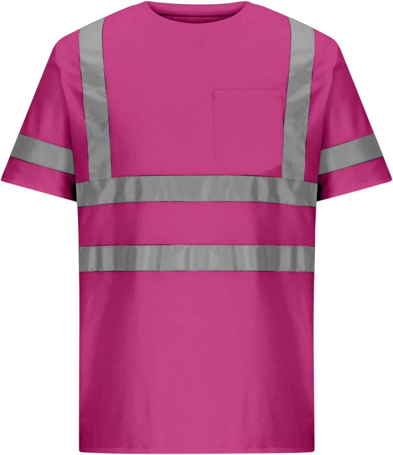 Футболка сигнальная с светоотражающими полосами, дышащая сетка, Hot Pink