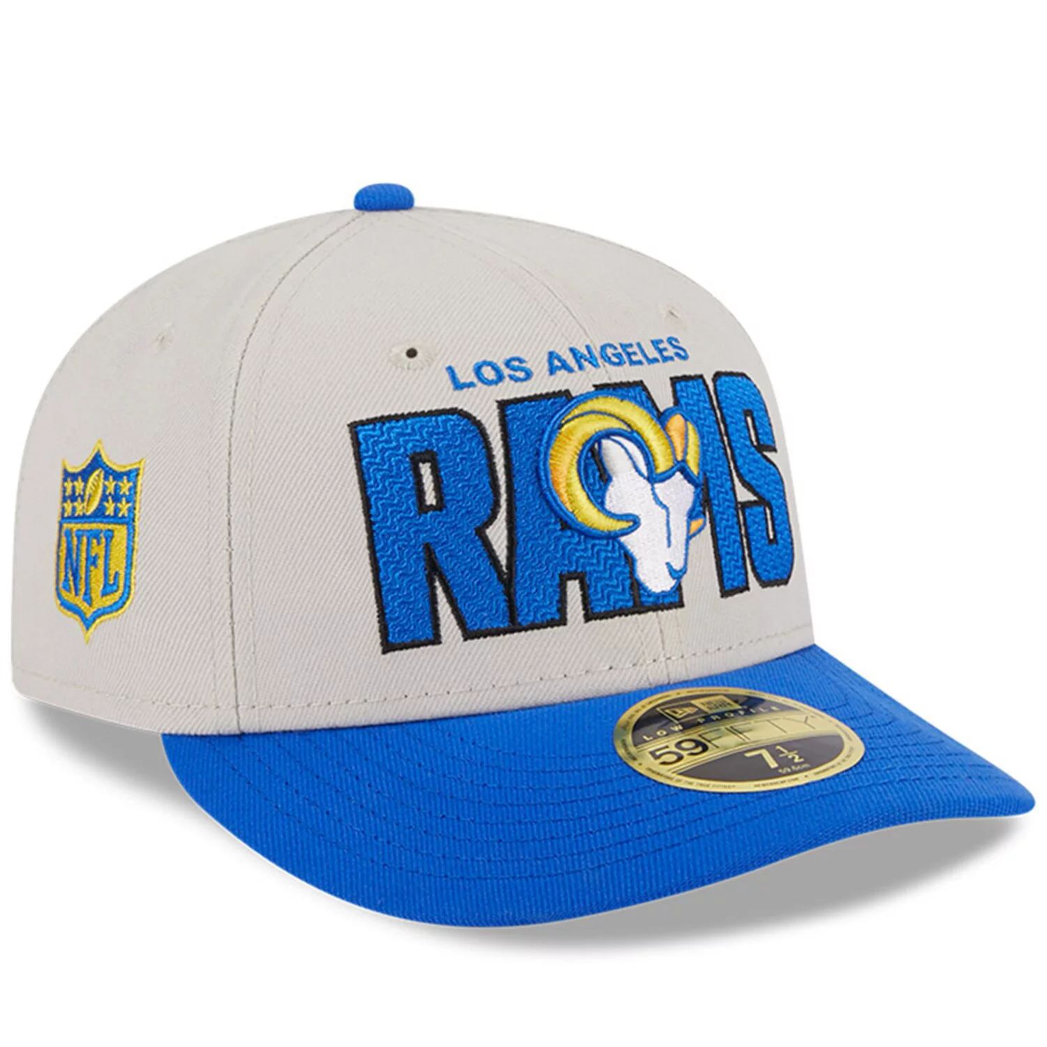 

Мужская облегающая шляпа New Era Stone/Royal Los Angeles Rams 2023 NFL Draft Low Profile 59FIFTY