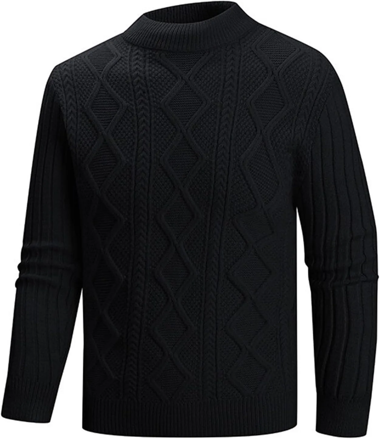 

Свитер Fall Cable Knit мужской Slim Fit зимний теплый с воротником-стойкой