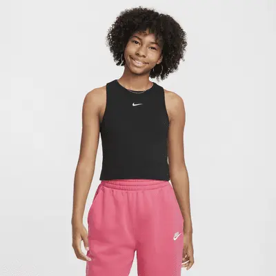 

Топ Nike Sportswear Girls' Ribbed Tank Top, черный