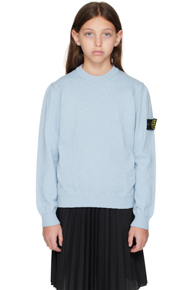 

Детский синий свитер с круглым вырезом Stone Island Junior