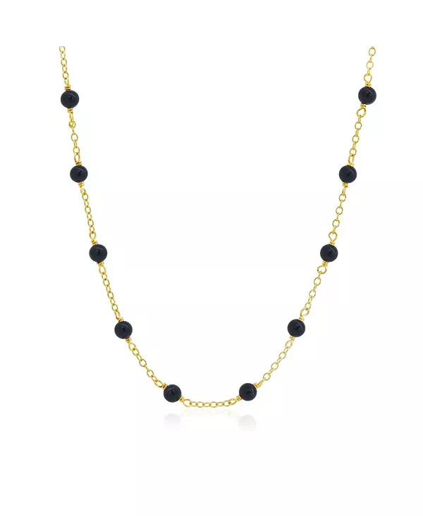 

Ожерелье из цепочек с бусинами из оникса, 14-каратное золото The Lovery, onyx