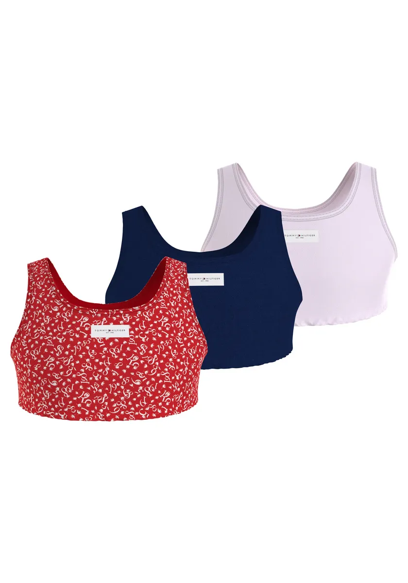 

Бюстье Tommy Hilfiger Underwear "3P BRALETTE", с небольшим фестончатым краем по подолу, цвет Fireworks Print/Desert Sky/Light Pink