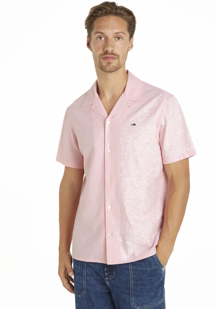 

Рубашка с короткими рукавами Tommy Jeans Plus "TJM LINEN BLEND CAMP SHIRT EXT", большие размеры, розовый