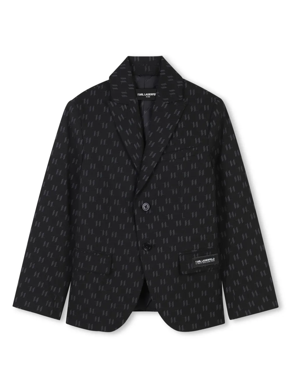 

Пиджак с жаккардовым логотипом KARL LAGERFELD KIDS, черный