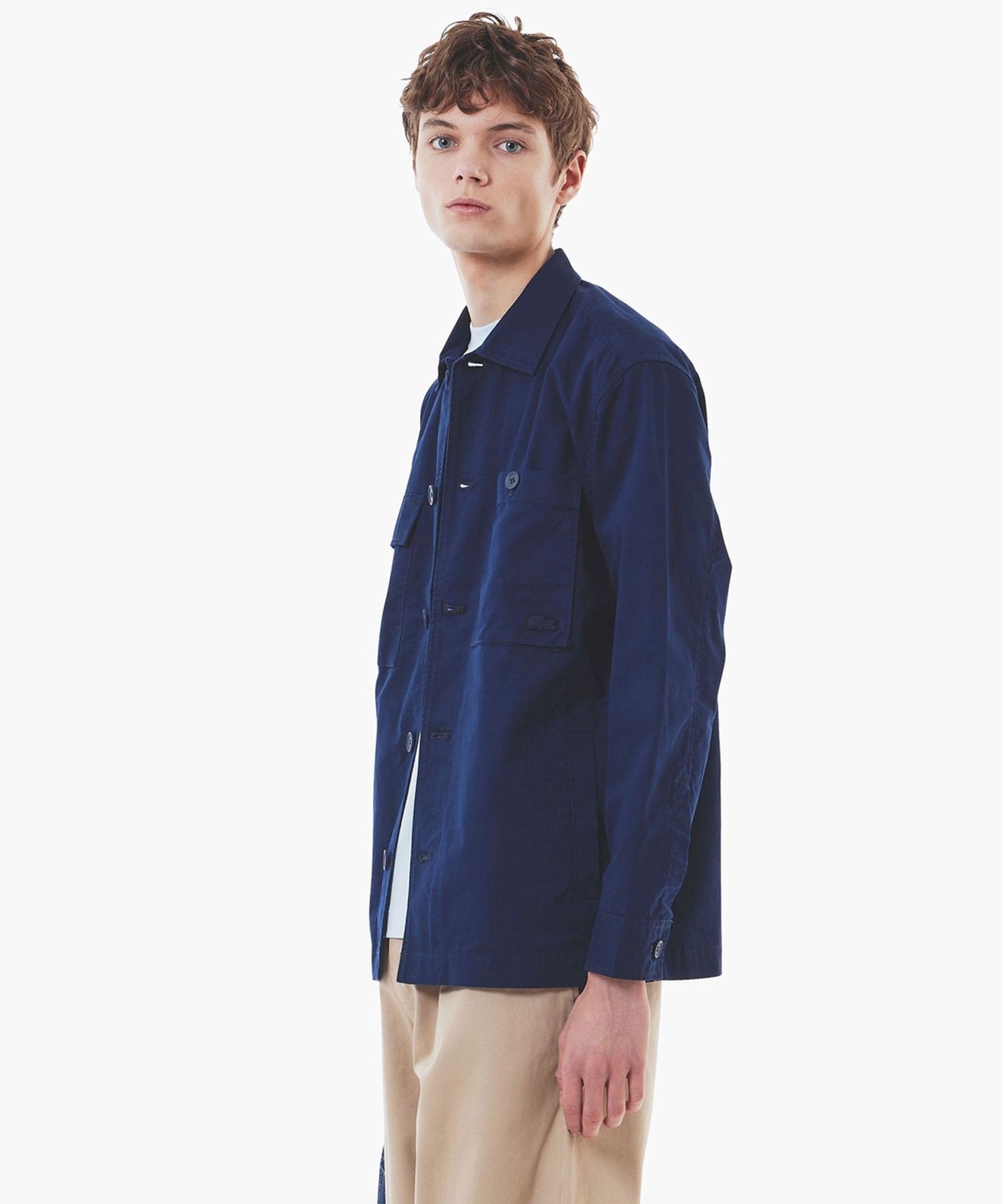 Рабочая рубашка-куртка из хлопчатобумажной саржи LACOSTE, Navy — фото 3